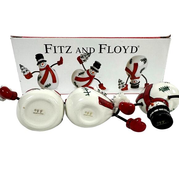 Fitz and Floyd Celebrate Christmas Snowmen-Original Box-Set of 3 - Picture 5 of 7